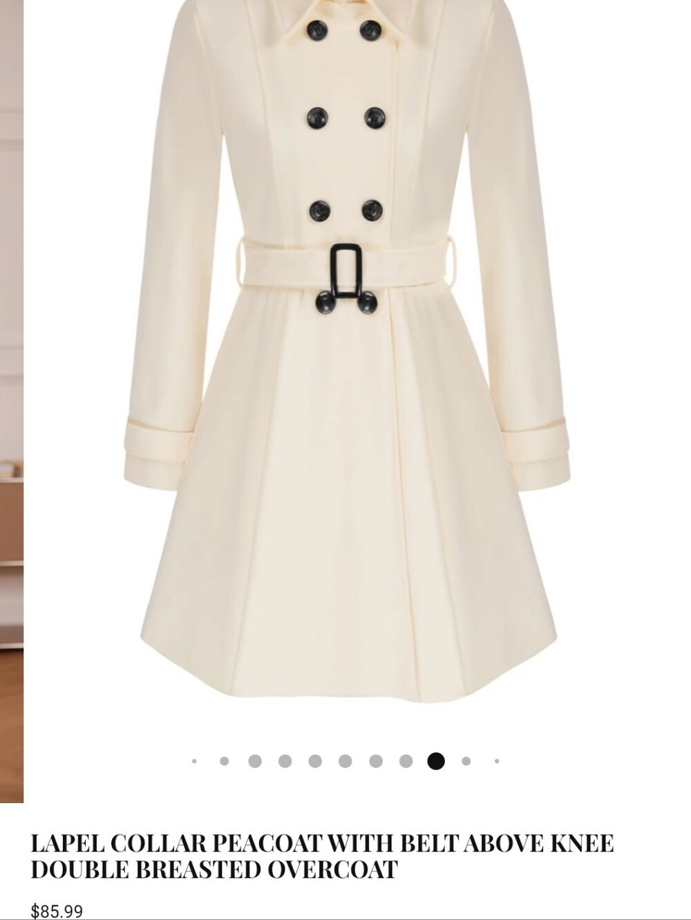 Kate Kasin Cream Double-Breasted Trench Coat with Belt